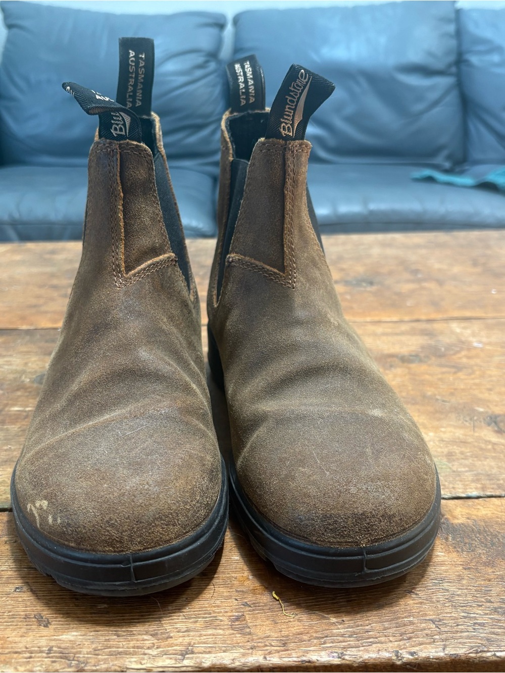 Blundstone Brown Suede Chelsea Ankle Boots with Black Elastic